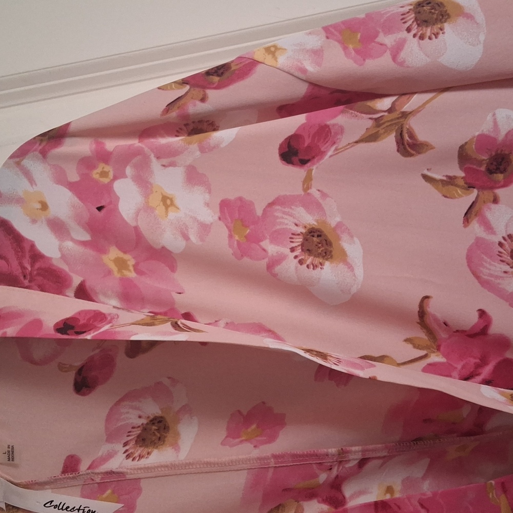 Ny Collection Floral Print Kimono Sz L LIGHTWEIGHT TRAVEL FAIRYCORE Sku Ae - Picture 4 of 9